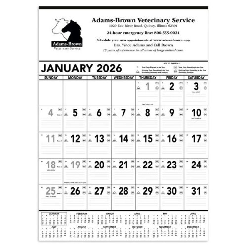Triumph® Calendars Black & White Contractor Memo Calendar