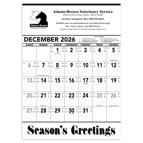 Triumph® Calendars Black & White Contractor Memo Calendar