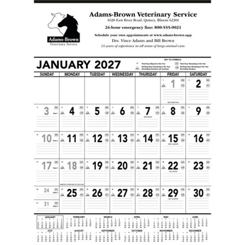 Triumph® Calendars Black & White Contractor Memo Calendar