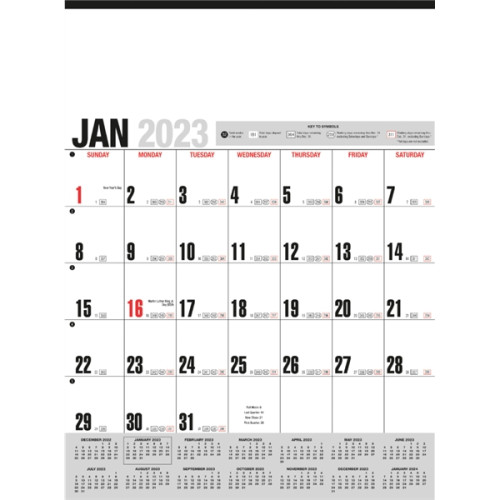 Yearly Record® Gray with Red Calendar