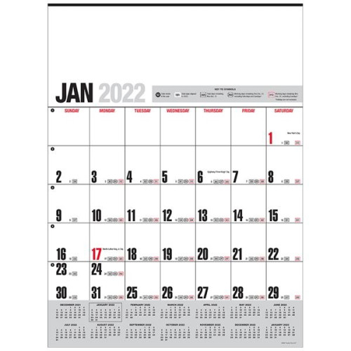 Yearly Record® Gray with Red Calendar