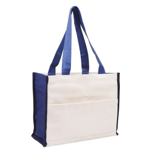 Cotton Gusset Accent Box Tote Bag