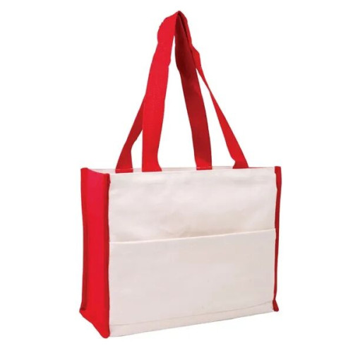 Cotton Gusset Accent Box Tote Bag