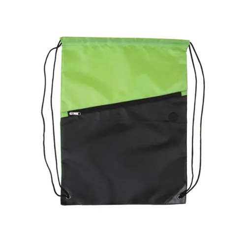 Two-Tone Poly Drawstring Backpack With Zipper