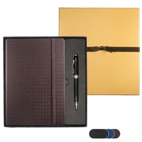 Leeman Tuscany™ Textured Journal And Executive Stylus Pen...