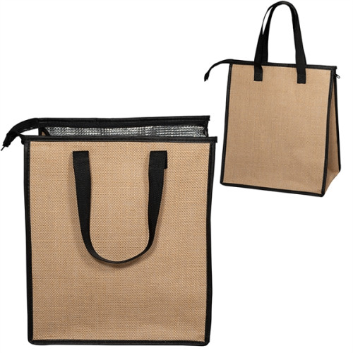 Jute Lunch Cooler Tote Bag