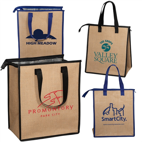 Jute Lunch Cooler Tote Bag