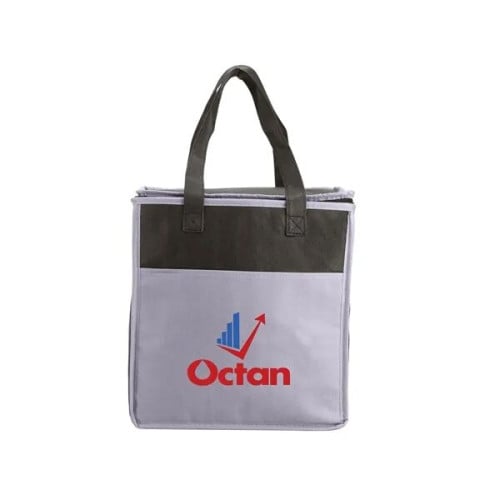 Two-Tone Flat Top Insulated Non-Woven Shopping Tote Bag