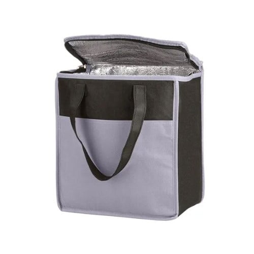 Two-Tone Flat Top Insulated Non-Woven Shopping Tote Bag