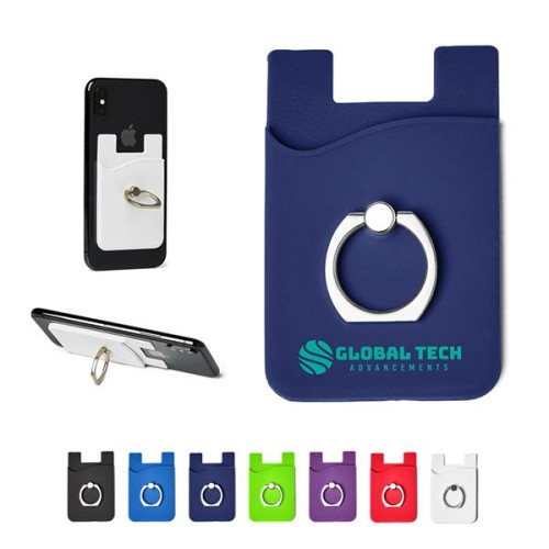 Silicone Card Holder with Metal Ring Phone Stand