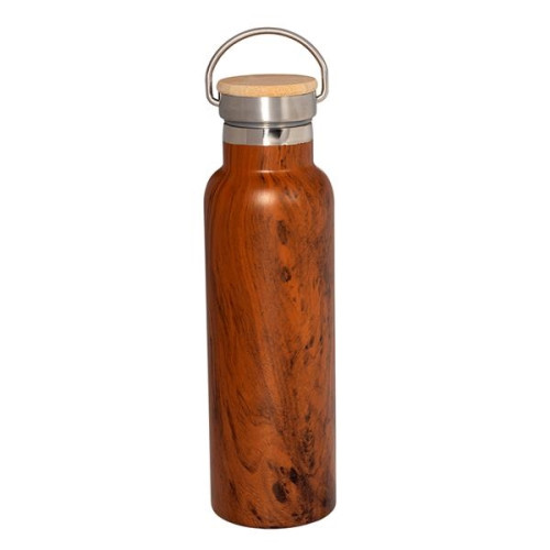 20 oz. Woodgrain Vacuum Bottle with Bamboo Lid