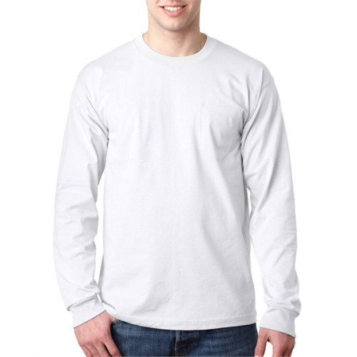 Adult 6.1 oz., 100% Cotton Long Sleeve Pocket T-Shirt