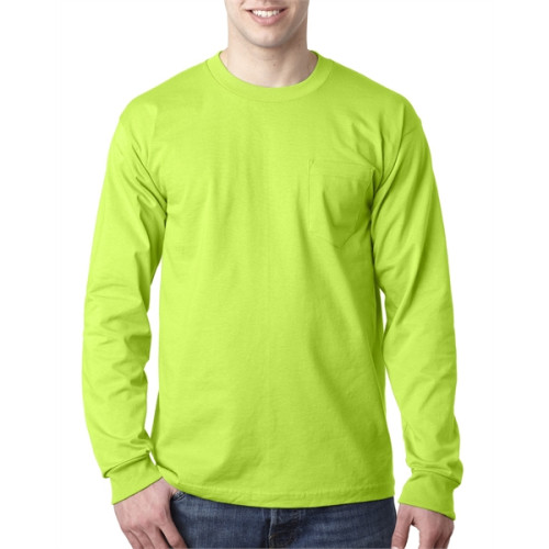 Adult 6.1 oz., 100% Cotton Long Sleeve Pocket T-Shirt