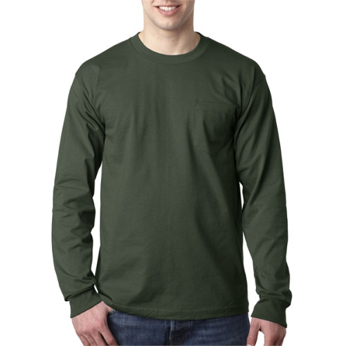Adult 6.1 oz., 100% Cotton Long Sleeve Pocket T-Shirt