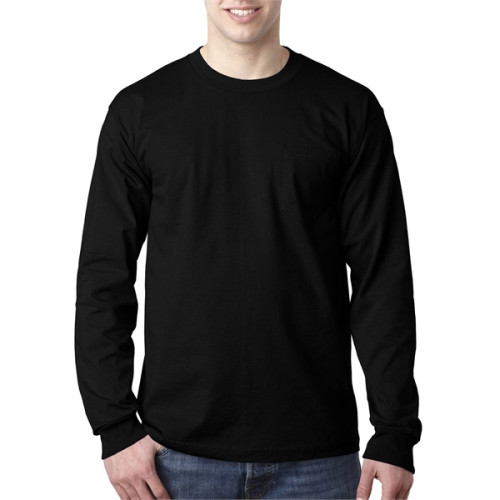 Adult 6.1 oz., 100% Cotton Long Sleeve Pocket T-Shirt