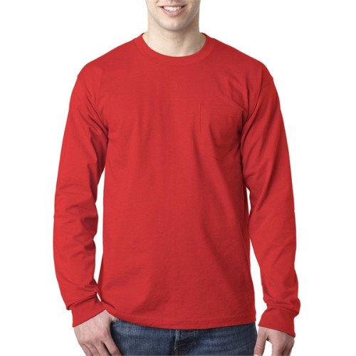 Adult 6.1 oz., 100% Cotton Long Sleeve Pocket T-Shirt