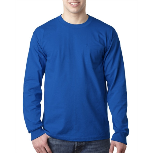 Adult 6.1 oz., 100% Cotton Long Sleeve Pocket T-Shirt