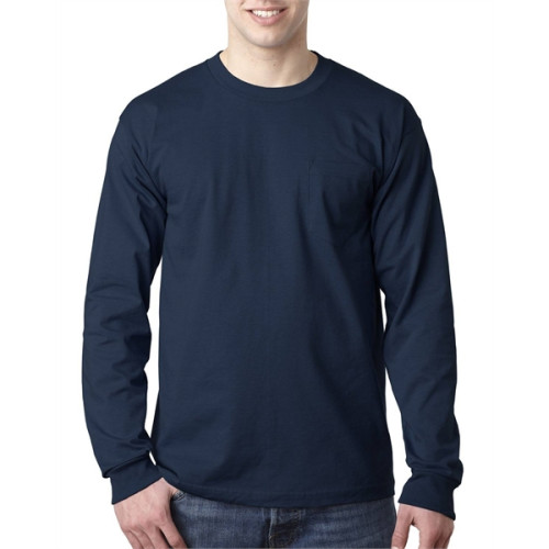 Adult 6.1 oz., 100% Cotton Long Sleeve Pocket T-Shirt