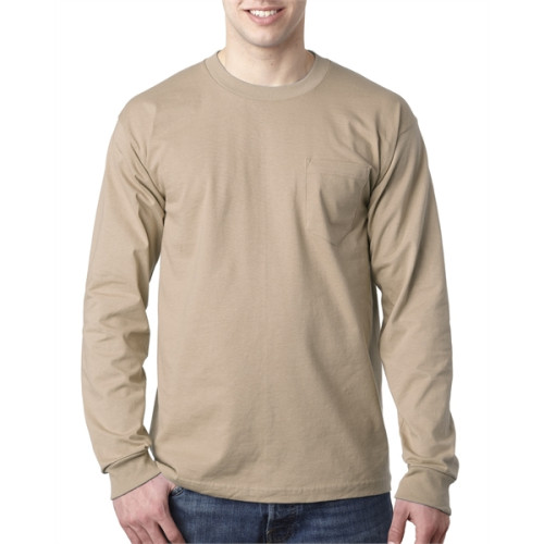 Adult 6.1 oz., 100% Cotton Long Sleeve Pocket T-Shirt