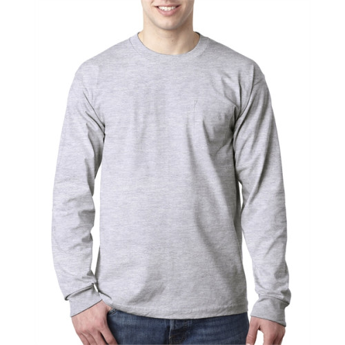 Adult 6.1 oz., 100% Cotton Long Sleeve Pocket T-Shirt