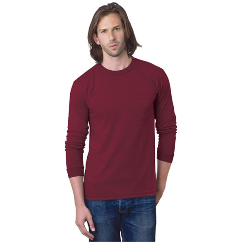 Adult 6.1 oz., 100% Cotton Long Sleeve Pocket T-Shirt