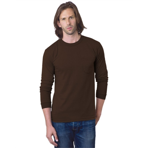 Adult 6.1 oz., 100% Cotton Long Sleeve Pocket T-Shirt