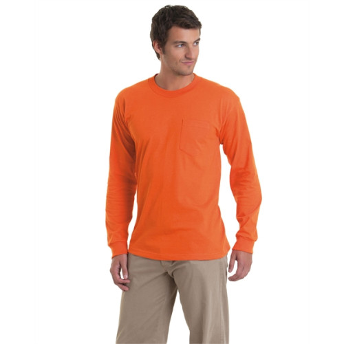Adult 6.1 oz., 100% Cotton Long Sleeve Pocket T-Shirt