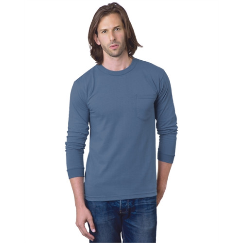 Adult 6.1 oz., 100% Cotton Long Sleeve Pocket T-Shirt
