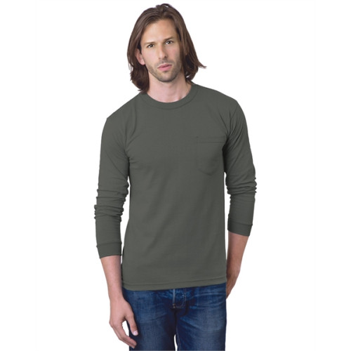 Adult 6.1 oz., 100% Cotton Long Sleeve Pocket T-Shirt