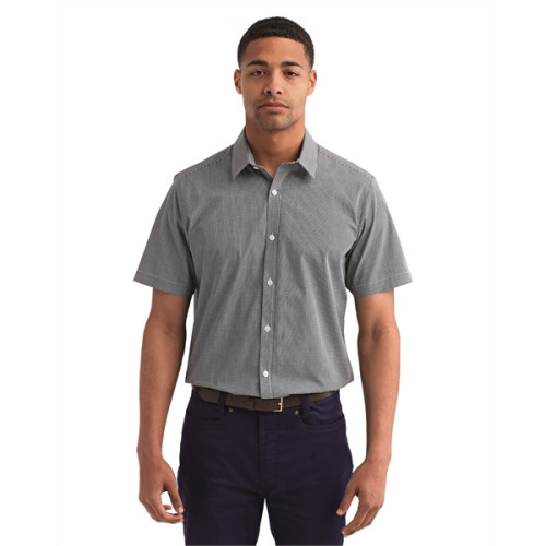 Mens Microcheck Gingham Short-Sleeve Cotton Shirt