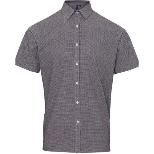 Mens Microcheck Gingham Short-Sleeve Cotton Shirt