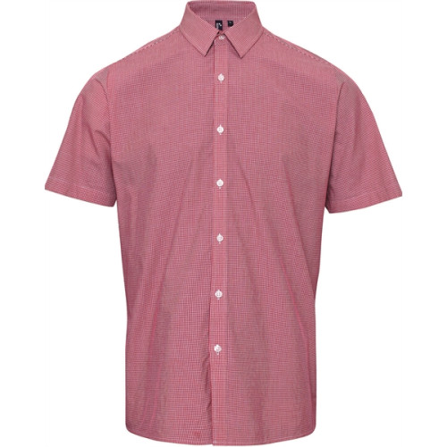 Mens Microcheck Gingham Short-Sleeve Cotton Shirt