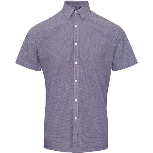 Mens Microcheck Gingham Short-Sleeve Cotton Shirt