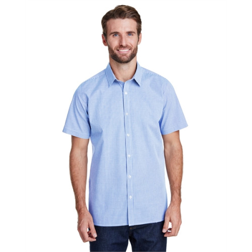 Mens Microcheck Gingham Short-Sleeve Cotton Shirt