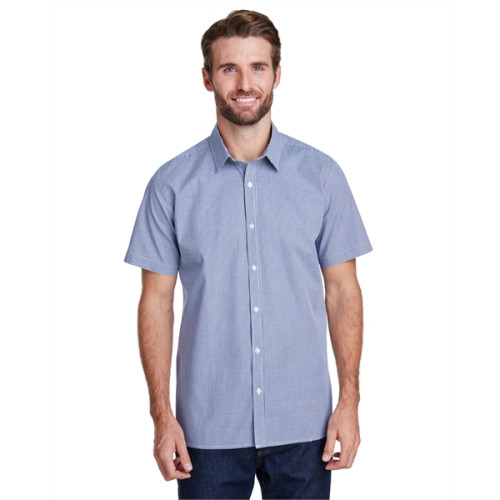 Mens Microcheck Gingham Short-Sleeve Cotton Shirt