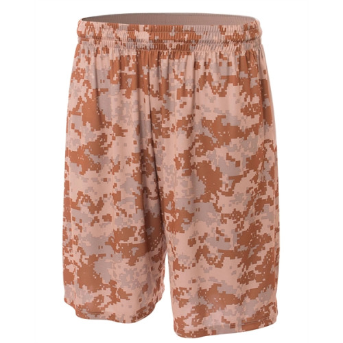 A4 Adult 10" Inseam Printed Camo Performance Shorts