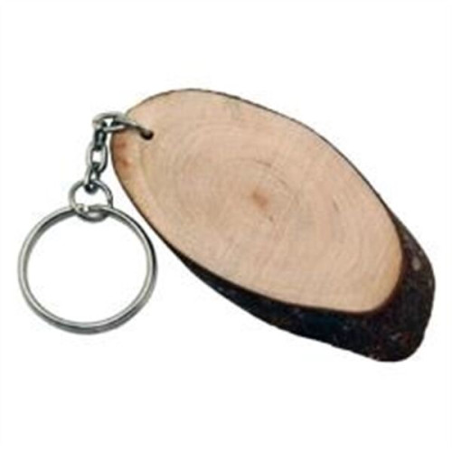 Mini Size Oval Shape Wood Log Slice Key Chain