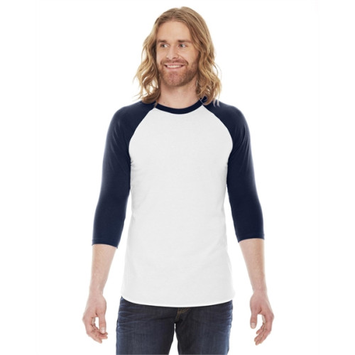 Unisex Poly-Cotton USA Made 3/4-Sleeve Raglan T-Shirt