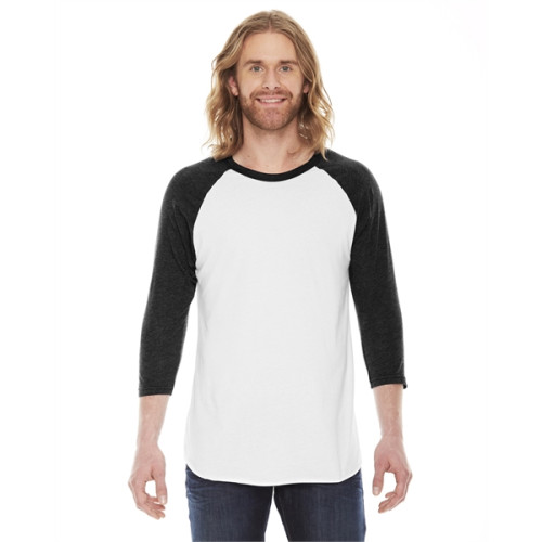Unisex Poly-Cotton USA Made 3/4-Sleeve Raglan T-Shirt