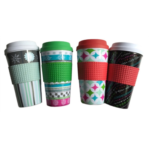 Plastic Double-wall Insulated Coffee Mugs 18 Oz