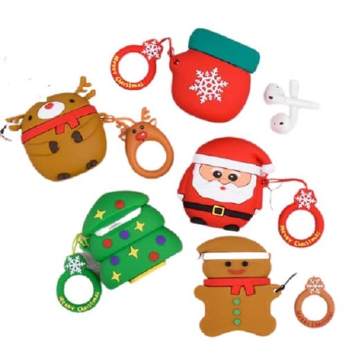 Stock-Chrismas Wireless Earphone Protective Silicone Cover