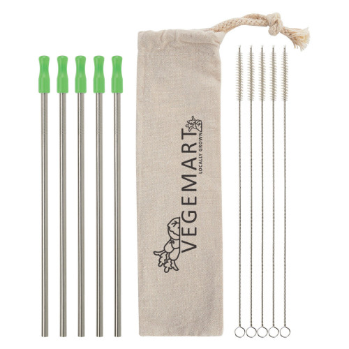 5-Pack Stainless Straw Kit with Cotton Pouch